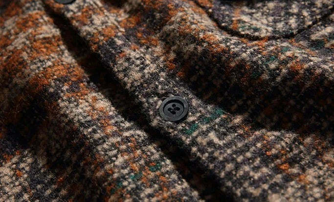 Coquette Aesthetic Boucle Texture Check Overshirt - Y2K Fashion Statement Piece