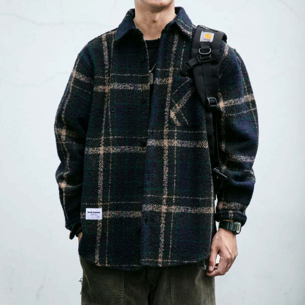 Coquette Aesthetic Boucle Texture Check Overshirt - Y2K Fashion Statement Piece
