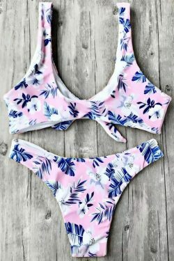 Coquette Aesthetic Bowknot Tropical Bikini Set - Y2K Fashion Swimwear