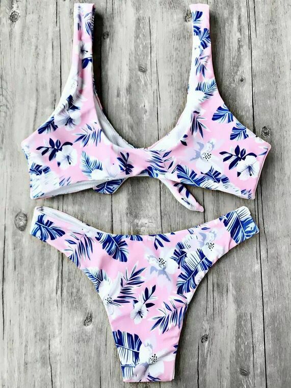 Coquette Aesthetic Bowknot Tropical Bikini Set - Y2K Fashion Swimwear