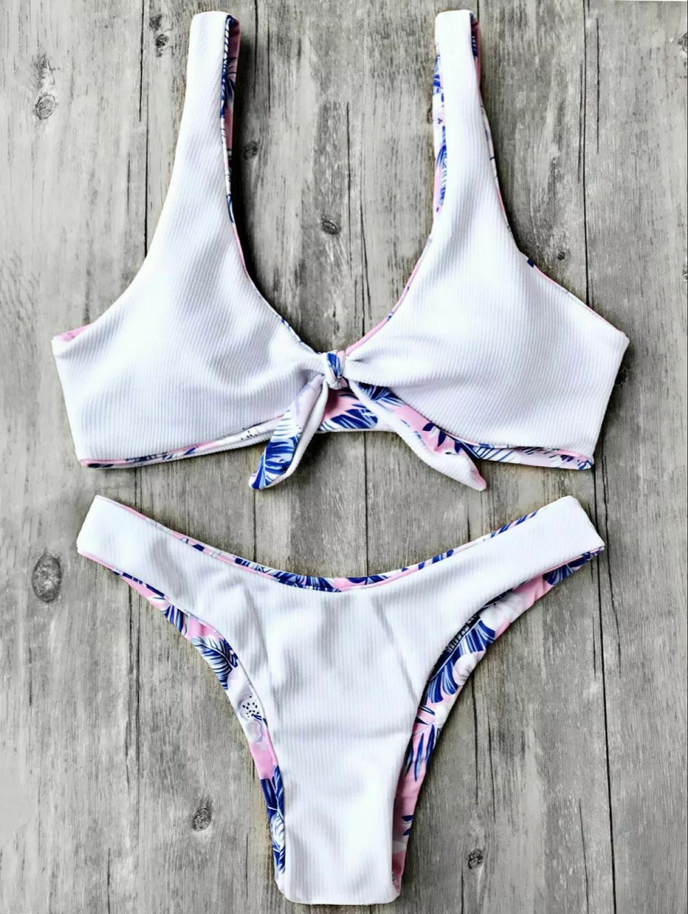 Coquette Aesthetic Bowknot Tropical Bikini Set - Y2K Fashion Swimwear