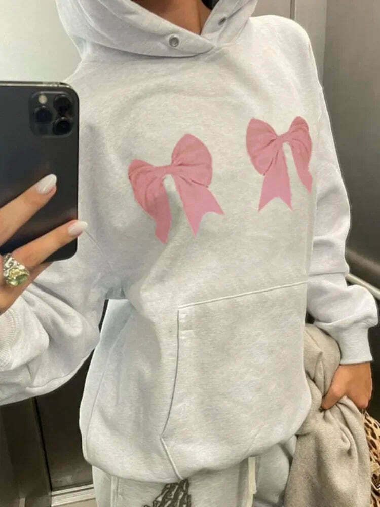 Coquette Aesthetic Bowtastic Hoodie - Y2K Fashion Statement Piece for Women