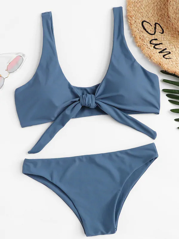 Coquette Aesthetic Bunny Tie Front Bikini Set - Y2K Fashion Swimwear