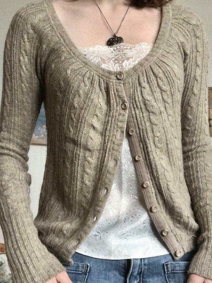 Coquette Aesthetic Cable Knit Top: Y2K Fashion with Grunge & Pastel Goth Vibes