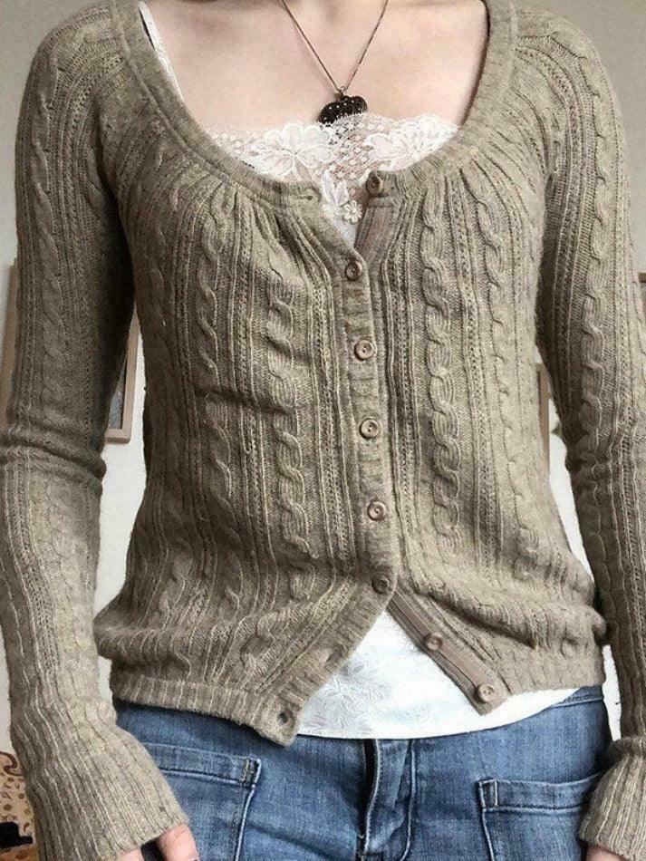 Coquette Aesthetic Cable Knit Top: Y2K Fashion with Grunge & Pastel Goth Vibes