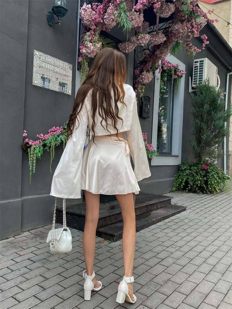 Coquette Aesthetic Cargo Skirt Set - Y2K Fashion with Grunge Style and Pastel Goth Vibes