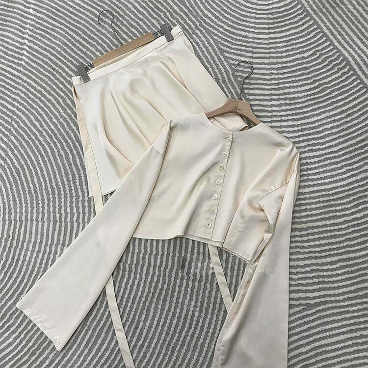 Coquette Aesthetic Cargo Skirt Set - Y2K Fashion with Grunge Style and Pastel Goth Vibes