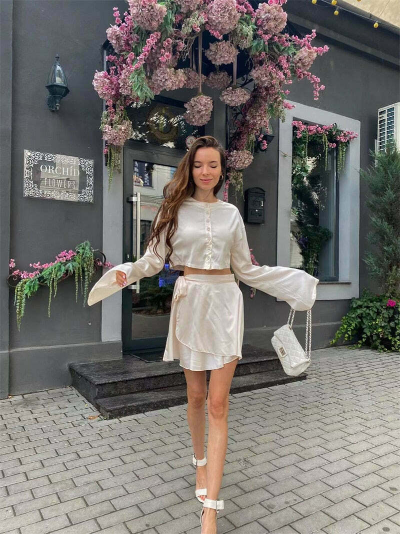 Coquette Aesthetic Cargo Skirt Set - Y2K Fashion with Grunge Style and Pastel Goth Vibes