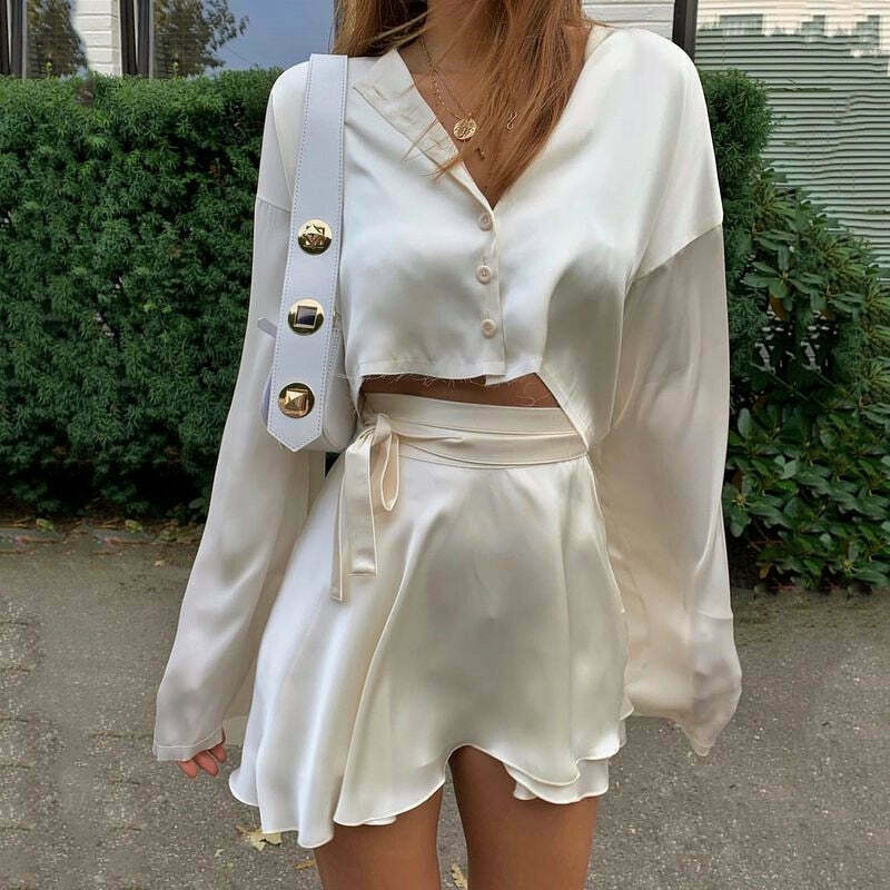 Coquette Aesthetic Cargo Skirt Set - Y2K Fashion with Grunge Style and Pastel Goth Vibes