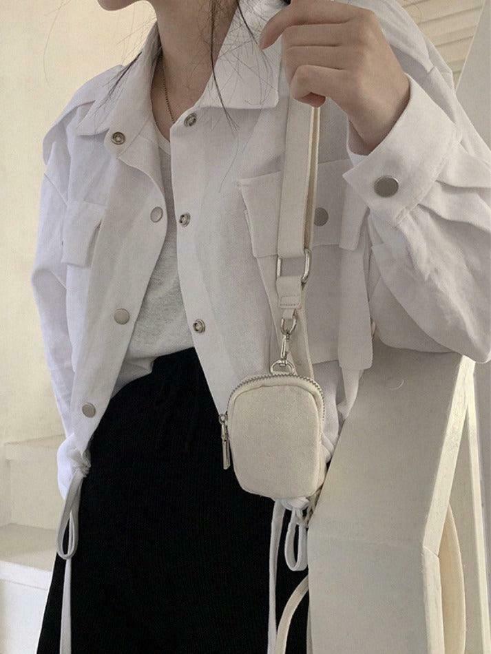 Coquette Aesthetic Cargo Skirt with Snap Button Drawstring - Grunge Style Cute Tops for Women
