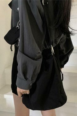 Coquette Aesthetic Cargo Skirt with Snap Button Drawstring - Grunge Style Cute Tops for Women