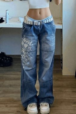 Coquette Aesthetic Cargo Skirt with Washed Heart Pattern - Y2K Fashion for Women