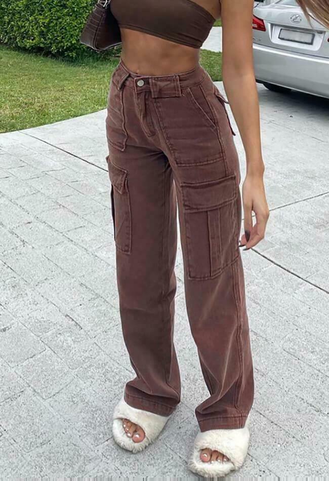 Coquette Aesthetic Cargo Skirt: Y2K Style Grunge Fashion for Women - Mid Rise Cargo Jeans