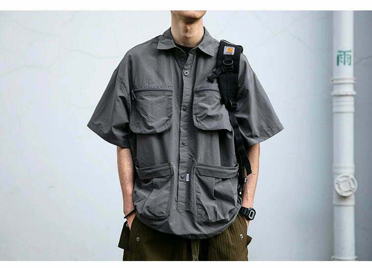 Coquette Aesthetic Cargo Skirt: Y2K Style Grunge Fashion Women's Short Sleeve Shirt
