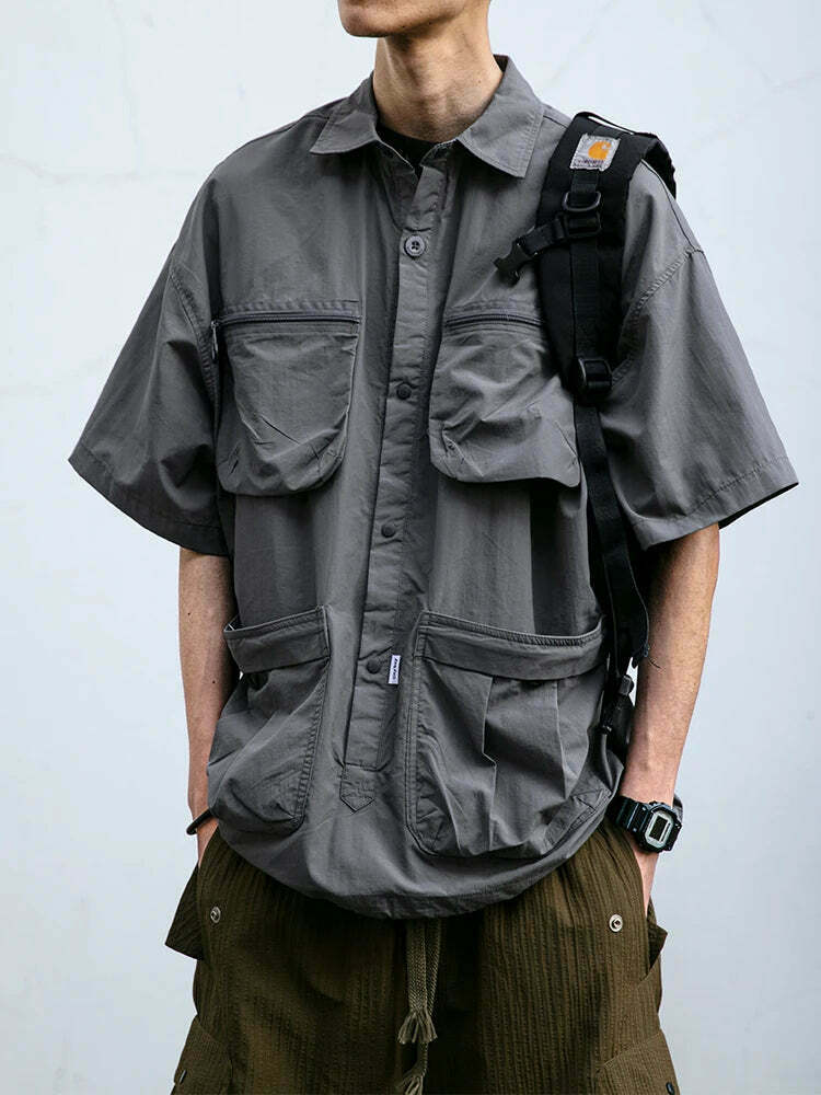 Coquette Aesthetic Cargo Skirt: Y2K Style Grunge Fashion Women's Short Sleeve Shirt