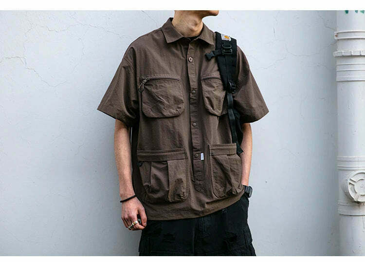 Coquette Aesthetic Cargo Skirt: Y2K Style Grunge Fashion Women's Short Sleeve Shirt