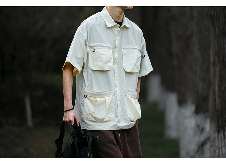 Coquette Aesthetic Cargo Skirt: Y2K Style Grunge Fashion Women's Short Sleeve Shirt
