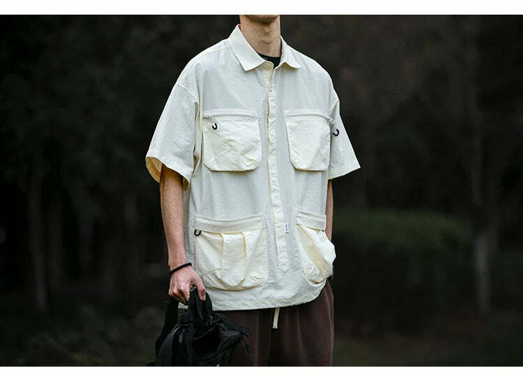 Coquette Aesthetic Cargo Skirt: Y2K Style Grunge Fashion Women's Short Sleeve Shirt