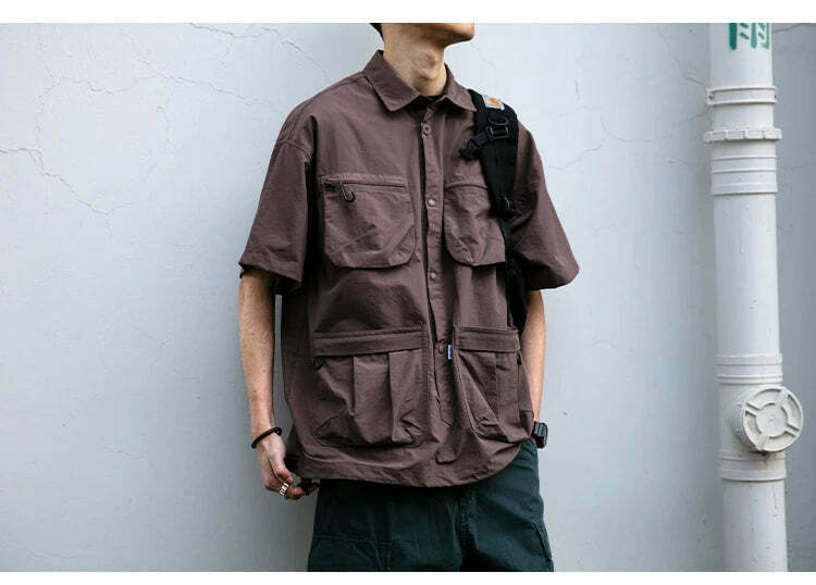 Coquette Aesthetic Cargo Skirt: Y2K Style Grunge Fashion Women's Short Sleeve Shirt