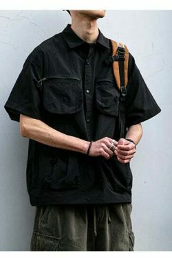 Coquette Aesthetic Cargo Skirt: Y2K Style Grunge Fashion Women's Short Sleeve Shirt