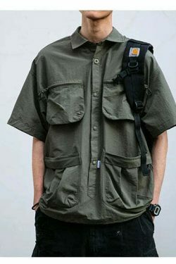 Coquette Aesthetic Cargo Skirt: Y2K Style Grunge Fashion Women's Short Sleeve Shirt