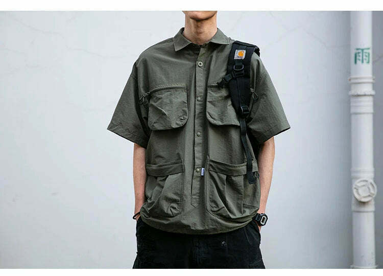 Coquette Aesthetic Cargo Skirt: Y2K Style Grunge Fashion Women's Short Sleeve Shirt