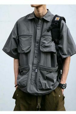 Coquette Aesthetic Cargo Skirt: Y2K Style Grunge Fashion Women's Short Sleeve Shirt