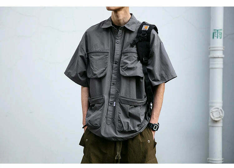 Coquette Aesthetic Cargo Skirt: Y2K Style Grunge Fashion Women's Short Sleeve Shirt