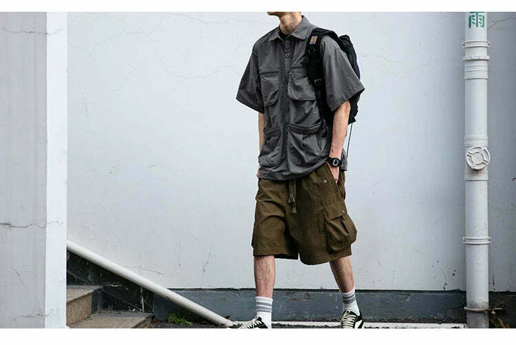 Coquette Aesthetic Cargo Skirt: Y2K Style Grunge Fashion Women's Short Sleeve Shirt