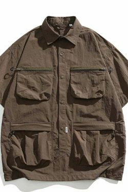 Coquette Aesthetic Cargo Skirt: Y2K Style Grunge Fashion Women's Short Sleeve Shirt
