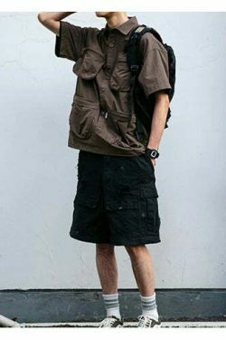 Coquette Aesthetic Cargo Skirt: Y2K Style Grunge Fashion Women's Short Sleeve Shirt