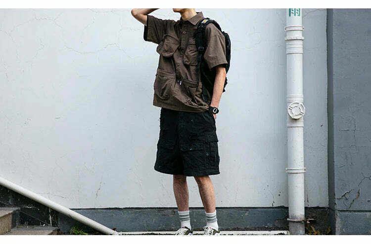Coquette Aesthetic Cargo Skirt: Y2K Style Grunge Fashion Women's Short Sleeve Shirt