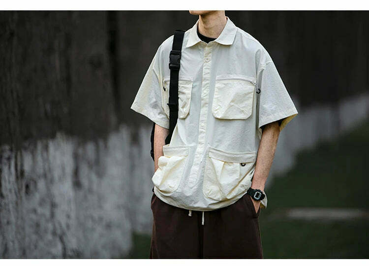 Coquette Aesthetic Cargo Skirt: Y2K Style Grunge Fashion Women's Short Sleeve Shirt