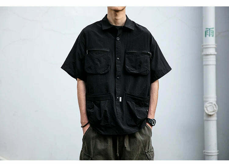 Coquette Aesthetic Cargo Skirt: Y2K Style Grunge Fashion Women's Short Sleeve Shirt