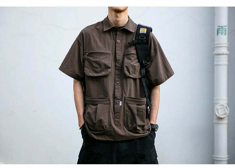 Coquette Aesthetic Cargo Skirt: Y2K Style Grunge Fashion Women's Short Sleeve Shirt