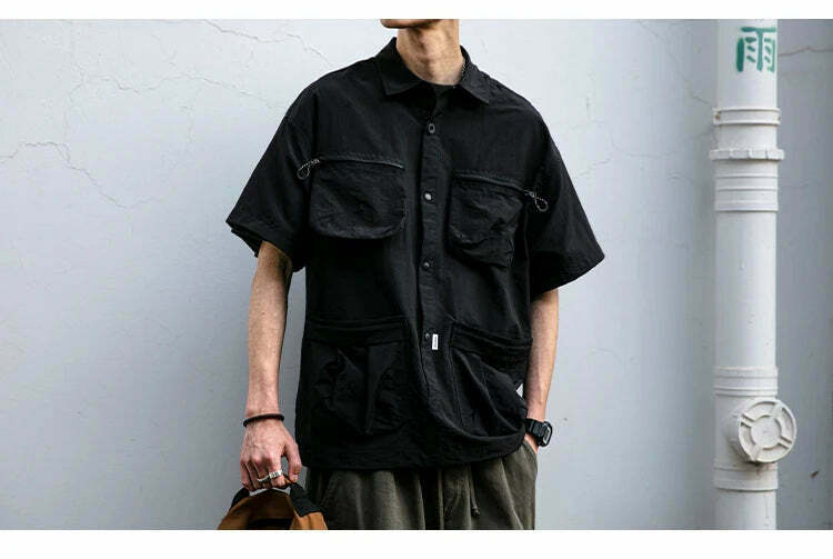 Coquette Aesthetic Cargo Skirt: Y2K Style Grunge Fashion Women's Short Sleeve Shirt