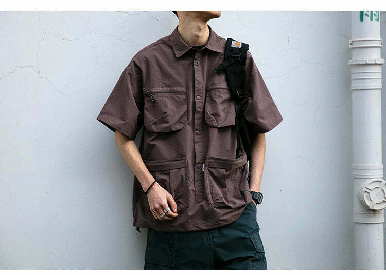 Coquette Aesthetic Cargo Skirt: Y2K Style Grunge Fashion Women's Short Sleeve Shirt