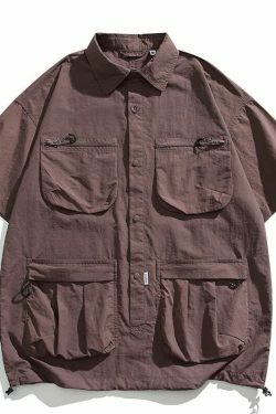 Coquette Aesthetic Cargo Skirt: Y2K Style Grunge Fashion Women's Short Sleeve Shirt