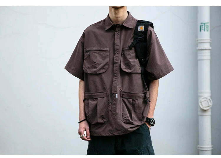 Coquette Aesthetic Cargo Skirt: Y2K Style Grunge Fashion Women's Short Sleeve Shirt