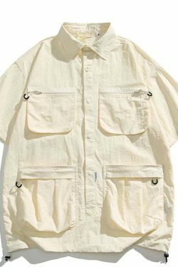 Coquette Aesthetic Cargo Skirt: Y2K Style Grunge Fashion Women's Short Sleeve Shirt