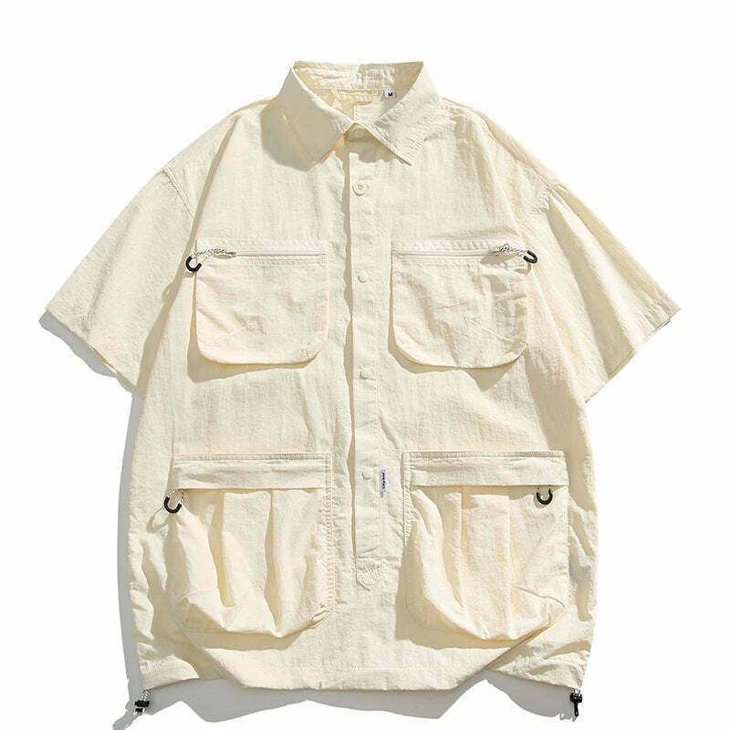 Coquette Aesthetic Cargo Skirt: Y2K Style Grunge Fashion Women's Short Sleeve Shirt
