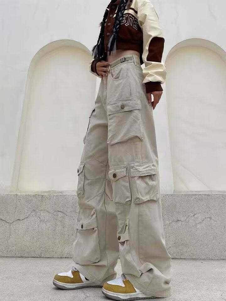 Coquette Aesthetic Cargo Skirt: Y2K Style with Multi-Pocket Loose Design for Women's Fashion