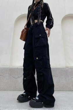 Coquette Aesthetic Cargo Skirt: Y2K Style with Multi-Pocket Loose Design for Women's Fashion