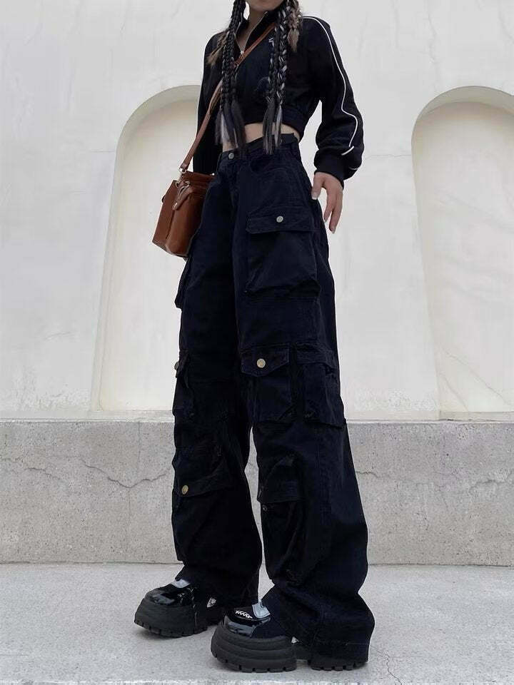 Coquette Aesthetic Cargo Skirt: Y2K Style with Multi-Pocket Loose Design for Women's Fashion