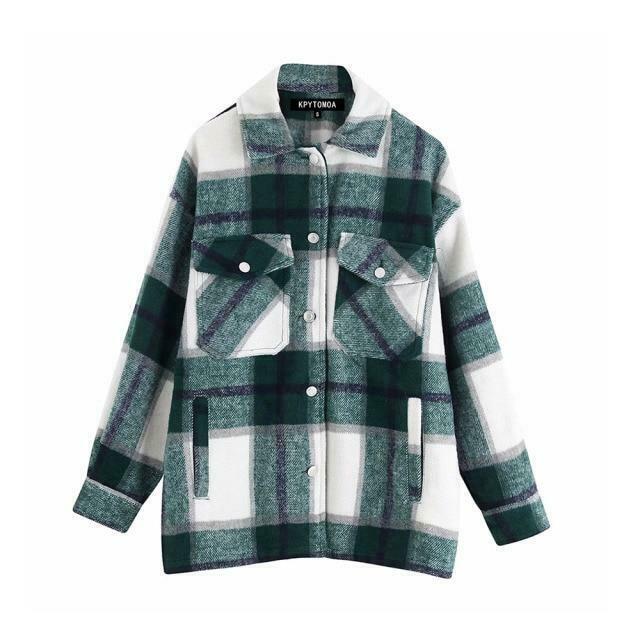 Coquette Aesthetic Checkered Jacket: Y2K Fashion Long Sleeve Shift for Women