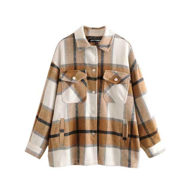 Coquette Aesthetic Checkered Jacket: Y2K Fashion Long Sleeve Shift for Women