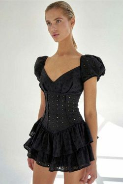 Coquette Aesthetic Chelsea Ruffled Mini Dress - Y2K Fashion Women's Clothing