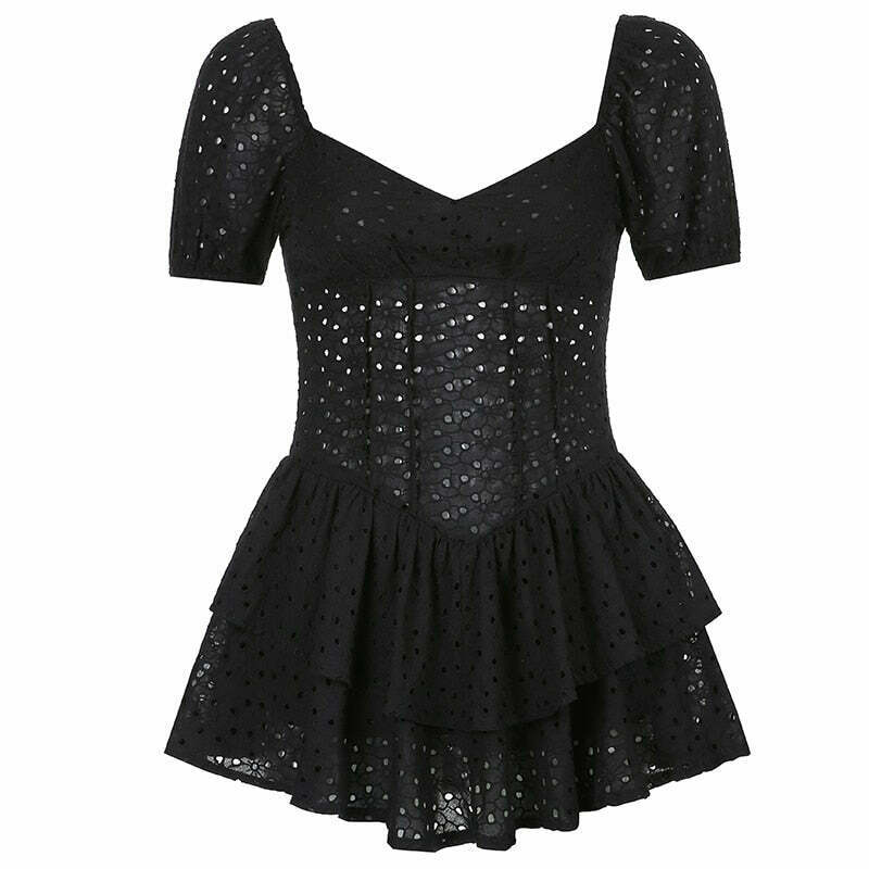 Coquette Aesthetic Chelsea Ruffled Mini Dress - Y2K Fashion Women's Clothing