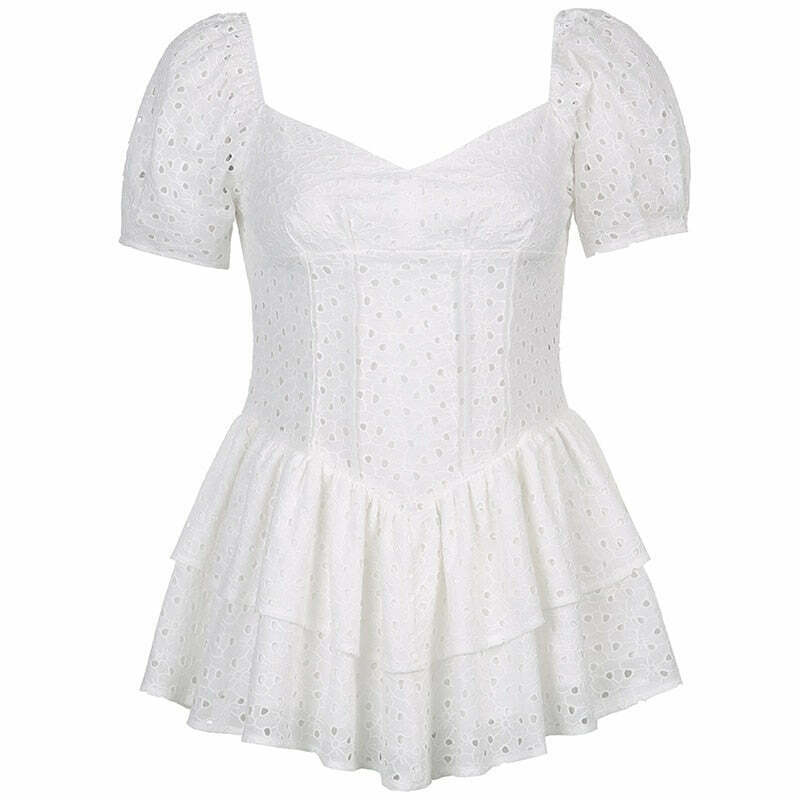 Coquette Aesthetic Chelsea Ruffled Mini Dress - Y2K Fashion Women's Clothing