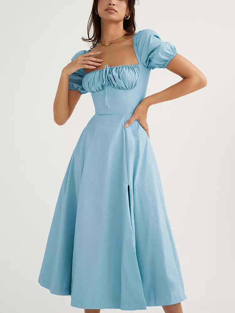Coquette Aesthetic Clancy Ruched Tie-Up Dress - Y2K Fashion Statement for Women